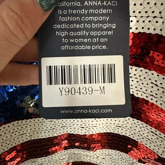 Patriotic American Sequin Camisole Top - Picture 2 of 4